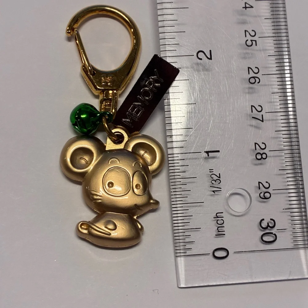 Gold Mouse Keychain with Green Accent - Picture 5 of 5